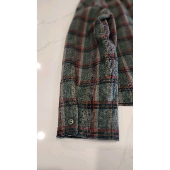 PENDLETON VTG Single Button Blazer Jacket Gray Red Plaid 100% Wool USA Womens XL - Picture 7 of 8